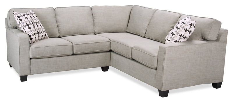 Sawyer 2-Piece Linen-Look Fabric Sectional - Light Grey