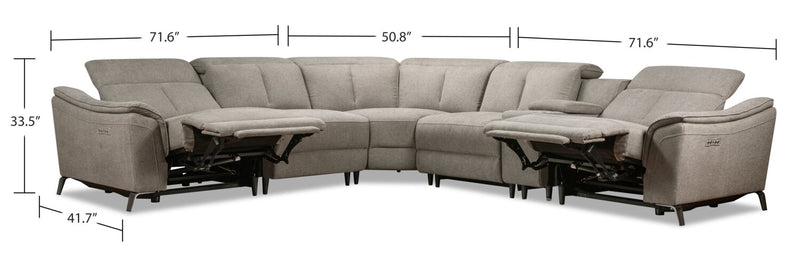 Matrix 6-Piece Power Reclining Sectional - Dove 