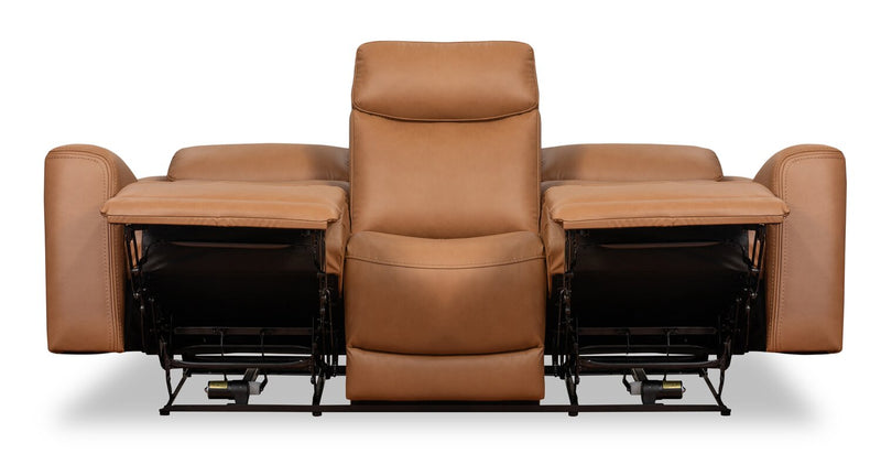 Prescott Genuine Leather Power Reclining Sofa - Butternut