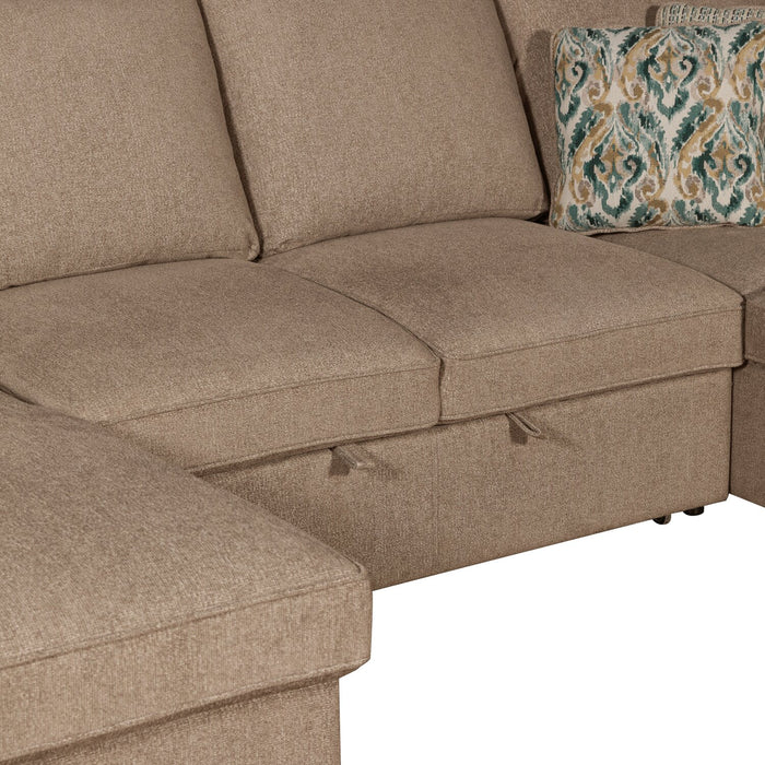 Haven 3-Piece Chenille Sleeper Sectional - Taupe