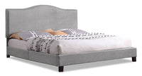 Cove Upholstered Platform Bed in Grey Fabric with Nailhead Design - King Size 