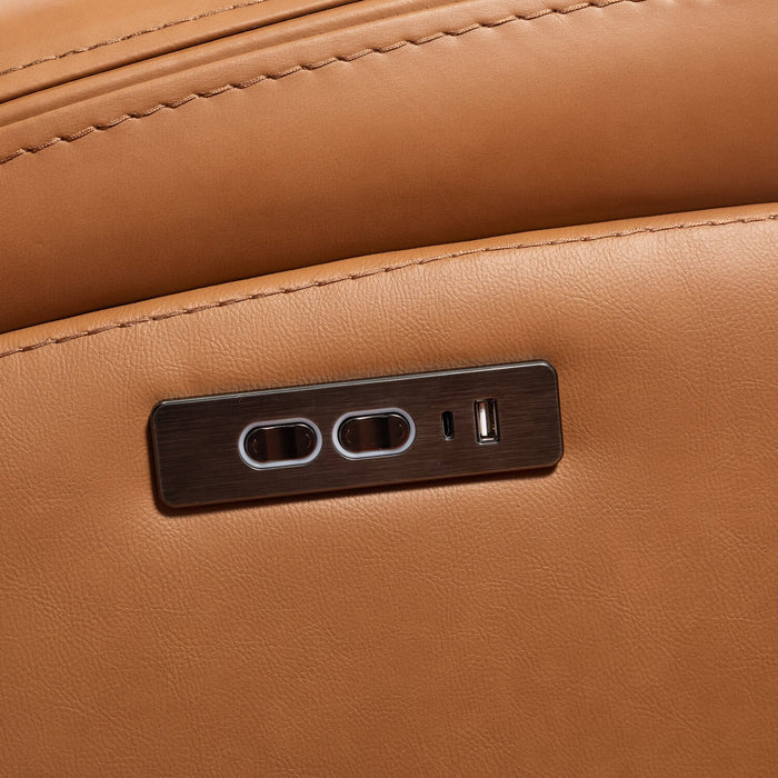 Prescott Genuine Leather Power Reclining Loveseat - Butternut