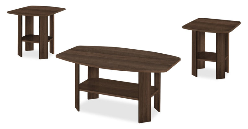 Everest 3-Piece Coffee and Two End Tables Package - Walnut