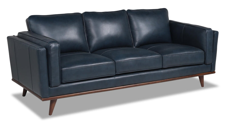 Vivia Top-Grain Genuine Leather Sofa - Navy