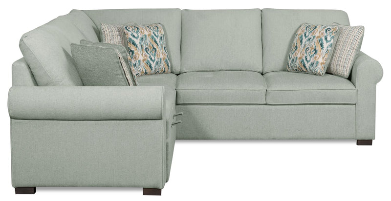 2-Piece Chenille Sectional with Left-Facing Sleeper Sofa - Seafoam