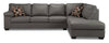 Morty 2-Piece Leather-Look Fabric Right-Facing Sofa Bed Sectional - Grey