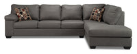 Made in Canada Morty 2-Piece Right-Facing Leather-Look Fabric Sofa Bed Sectional with Accent Pillows - Grey 