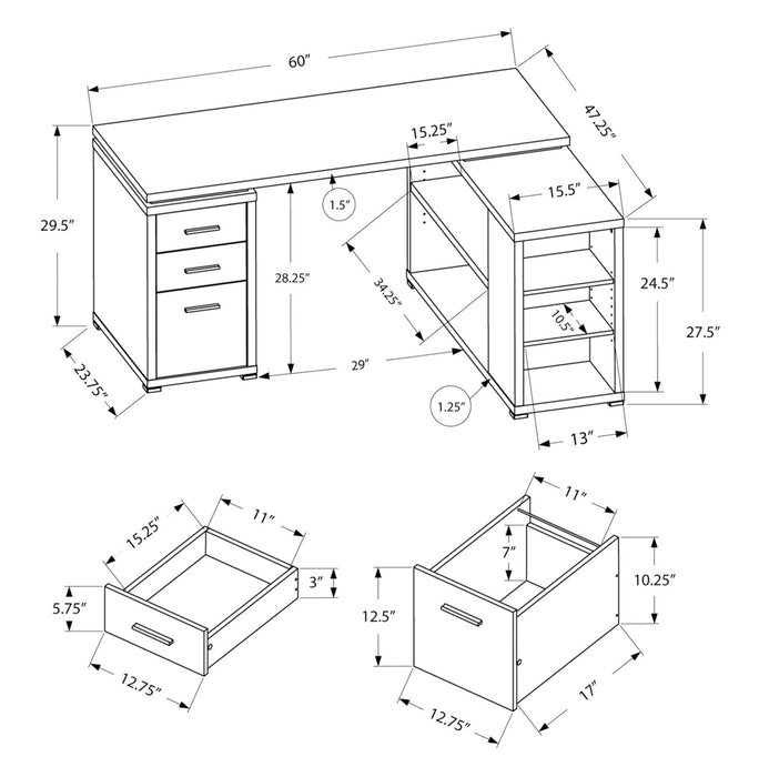 Rickey L-Shaped Corner Desk - White 