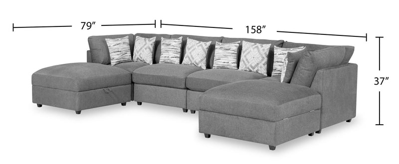 Evolve 6-Piece Sectional - Charcoal