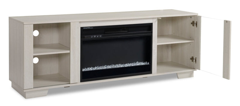 Antoni 62” TV Stand with Crystal Ember Firebox - White