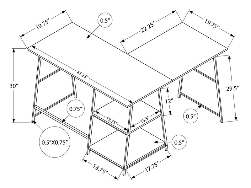 Evlin Corner Desk - White Marble-Look