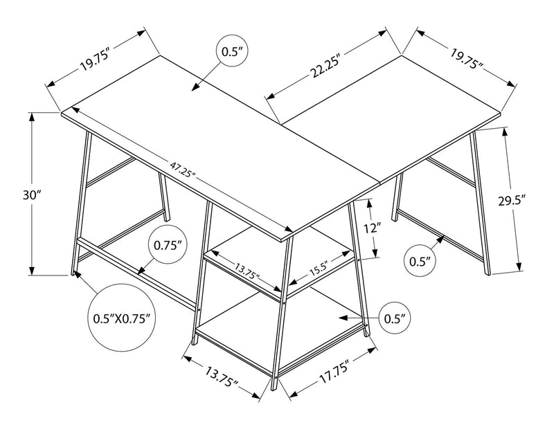 Evlin Corner Desk - Grey