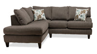 Made in Canada Nofia 2-Piece Left-Facing Chenille Fabric Sectional with Accent Pillows and Wood Legs - Charcoal Grey