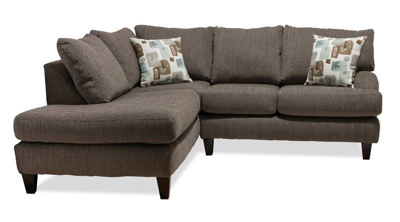 Nofia 2-Piece Chenille Left-Facing Sectional - Charcoal