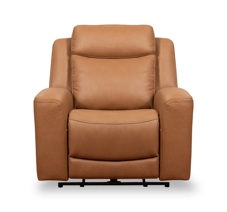 Prescott Genuine Leather Power Reclining Chair - Butternut