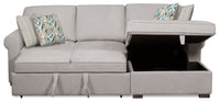 Scott Living Haven 2-Piece Right-Facing Chenille Fabric Sleeper Sectional with Storage Chaise - Grey