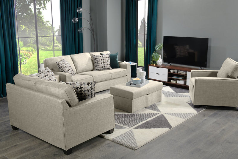 Sawyer Linen-Look Fabric Sofa - Light Grey