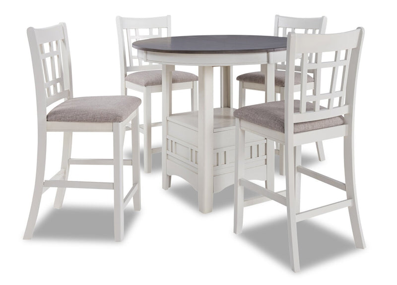 Dena 5-Piece Counter-Height Dining Package - White and Grey