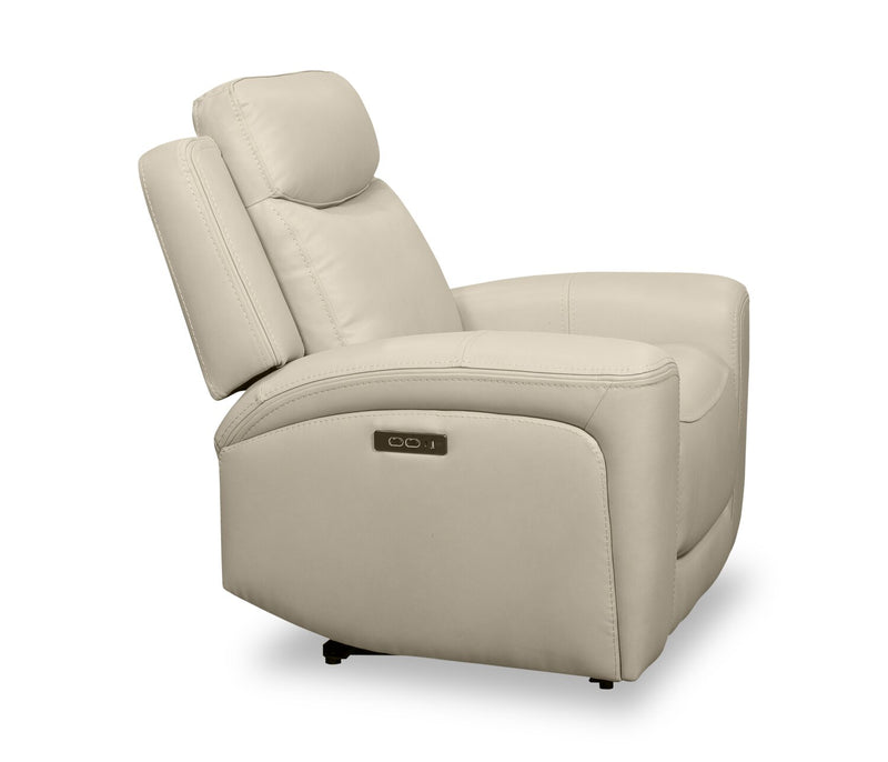 Prescott Genuine Leather Power Reclining Chair - Platinum