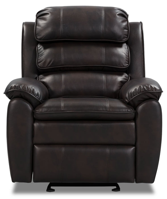 Adam Leather-Look Fabric Glider Recliner - Brown