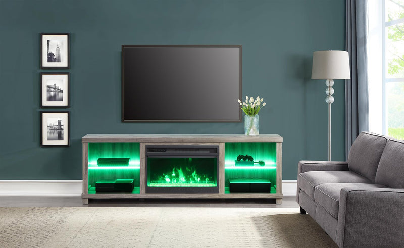 Aurora 72\" TV Stand with Crystal Ember Firebox