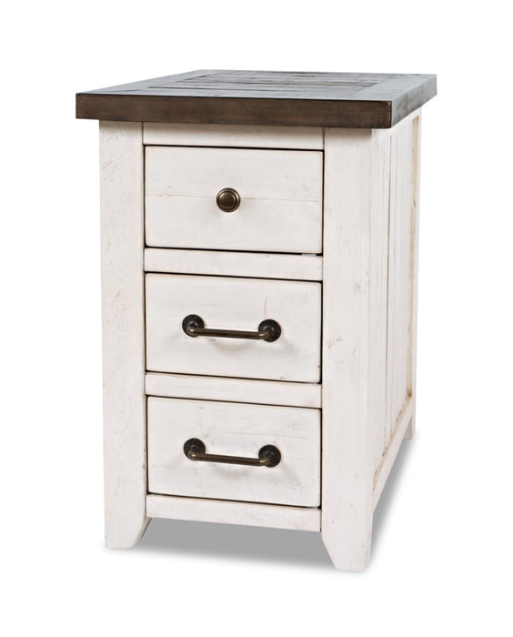 Morgan Chairside Table with USB - White