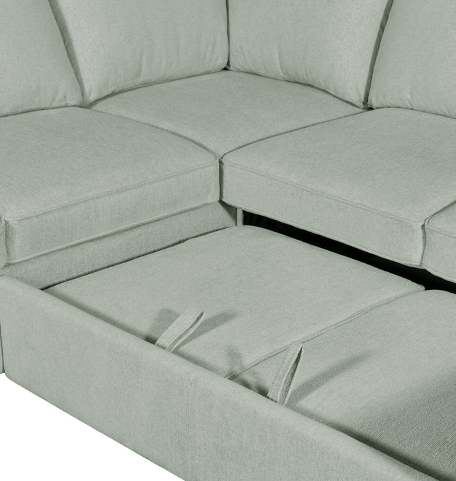 Haven 2-Piece Right-Facing Chenille Sectional with Sleeper Sofa - Seafoam
