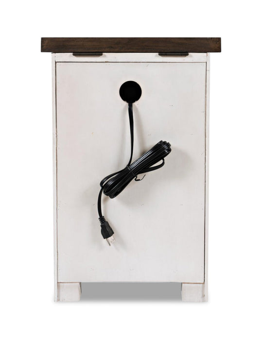 Morgan Chairside Table with USB - White