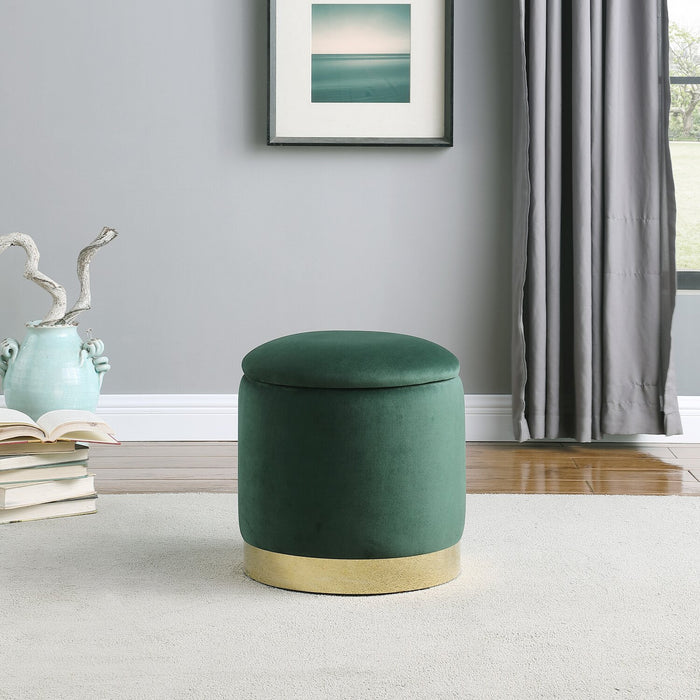Phebe Velvet Storage Ottoman - Green