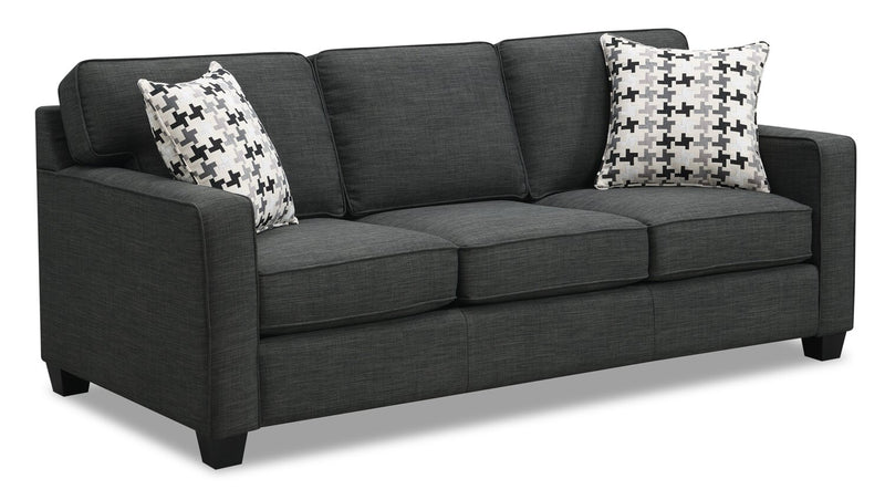 Sawyer Linen-Look Fabric Sofa - Charcoal Grey