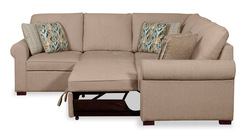 Haven 2-Piece Right-Facing Chenille Sectional with Sleeper Sofa - Taupe