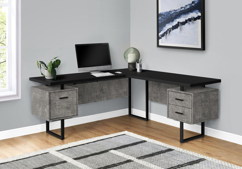Marnie Reversible L-Shaped Corner Desk - Black Concrete-Look