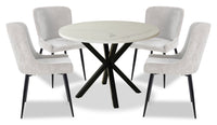Verona 5pc Dining Set with Table & 4 Lexi Chairs, Culture Marbled Top, Metal, 42