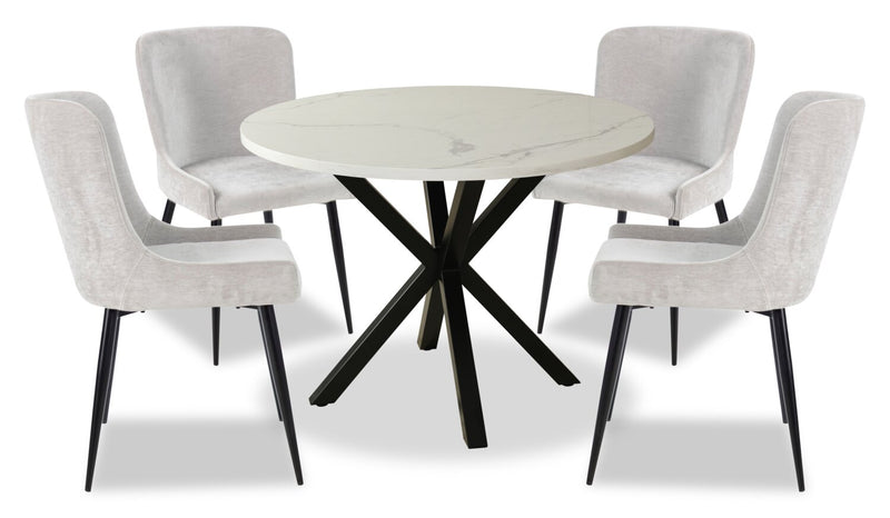 Verona 5-Piece Round Dining Package - Taupe