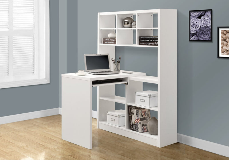 Mollie Reversible Desk with Bookcase - White 
