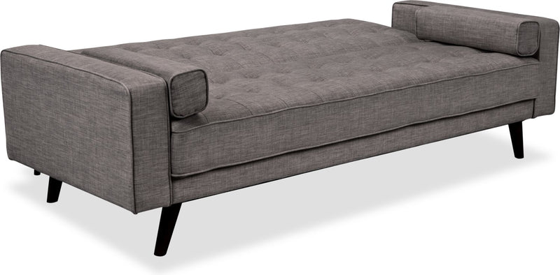 Avery Linen-Look Fabric Futon - Grey