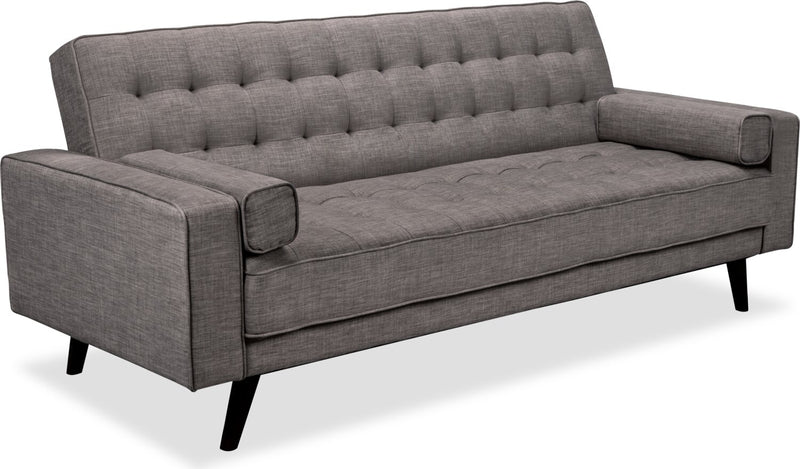 Avery Linen-Look Fabric Futon - Grey