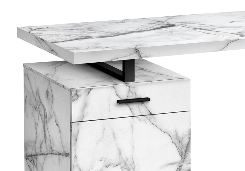 Remi Reversible Desk - White Marble-Look