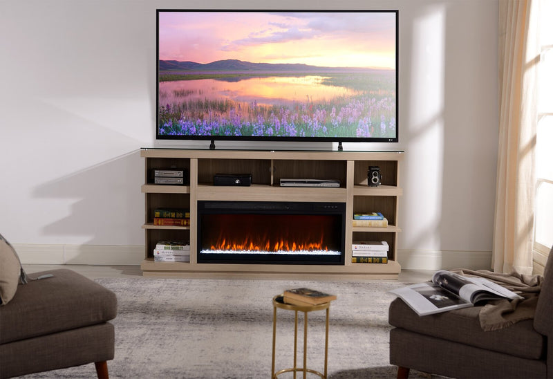 Axel 74\" TV Stand with Crystal Ember Firebox