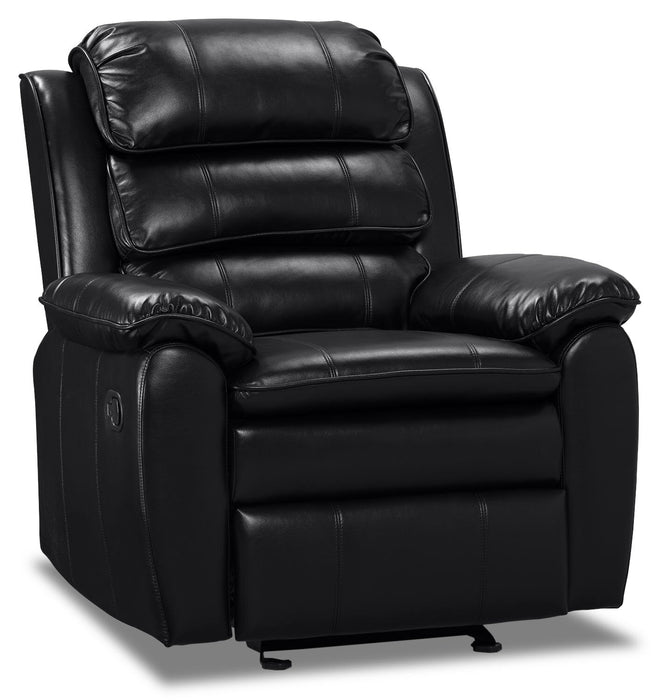 Adam Leather-Look Fabric Glider Recliner - Black