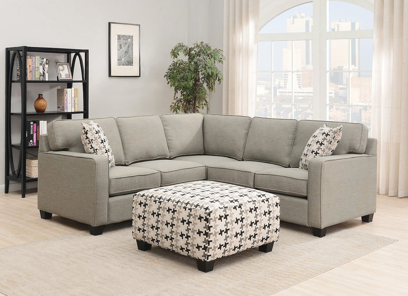 Sawyer 2-Piece Linen-Look Fabric Sectional - Light Grey