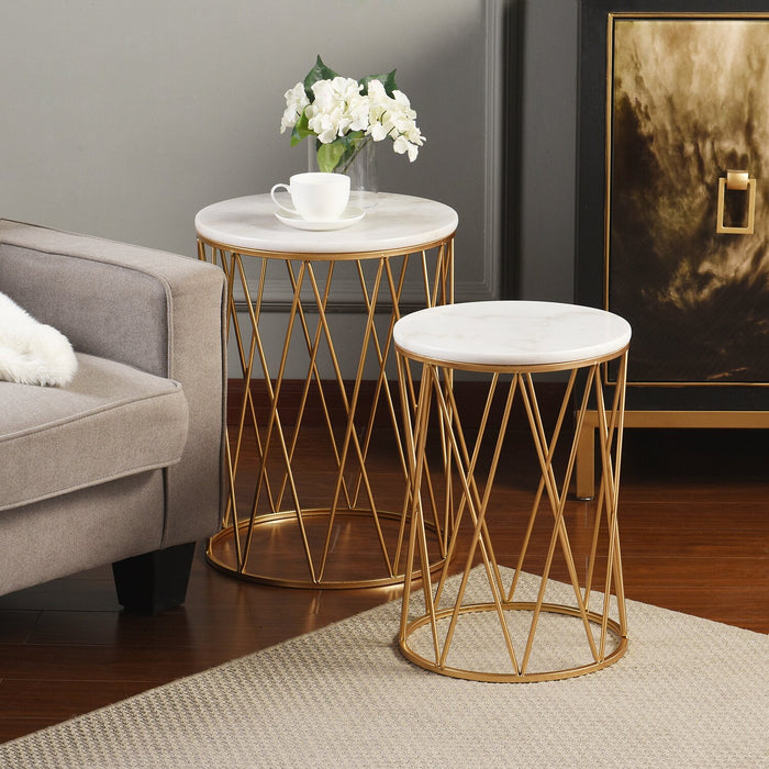 Dalilah 2-Piece Accent Table Package - Gold