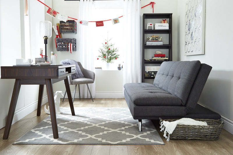 June Linen-Look Fabric Futon - Grey