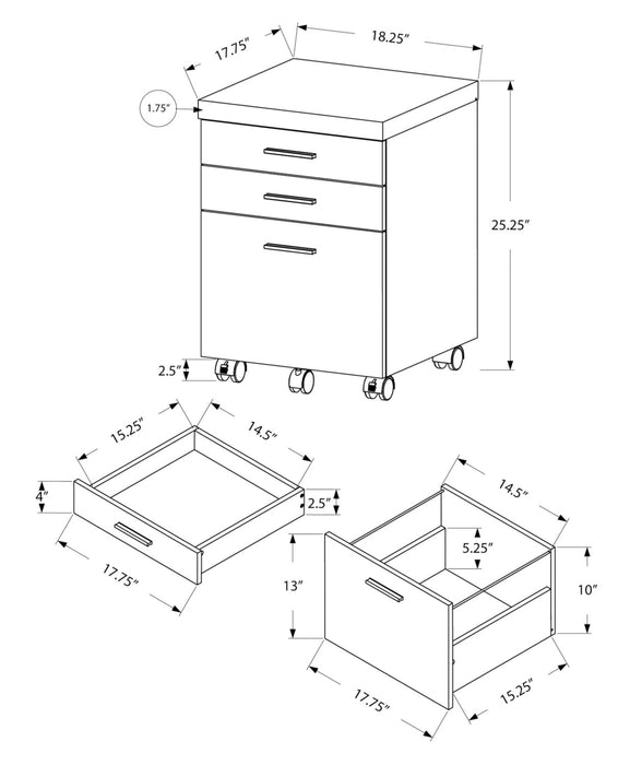 Bruno Filing Cabinet - Dark Taupe 