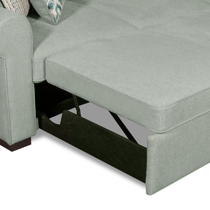 2-Piece Chenille Sectional with Left-Facing Sleeper Sofa - Seafoam