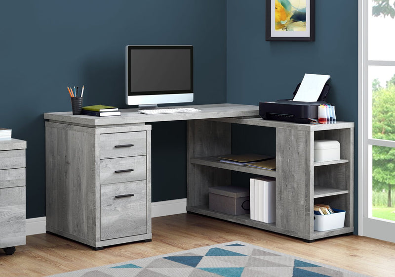 Rickey L-Shaped Corner Desk - Grey 