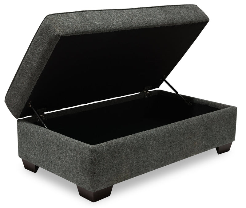 Verona Brushed Linen-Look Fabric Storage Ottoman – Charcoal