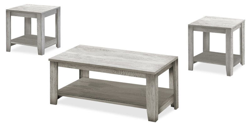 Lincoln 3-Piece Coffee and Two End Tables Package - Grey