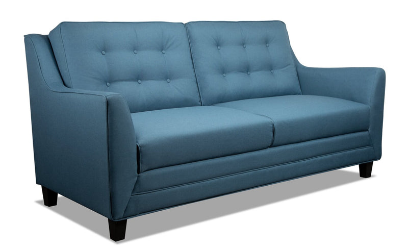 Novalee Linen-Look Fabric Sofa - Blue