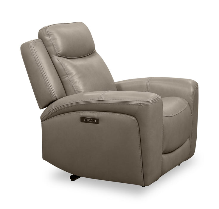 Prescott Genuine Leather Power Reclining Chair - Grey